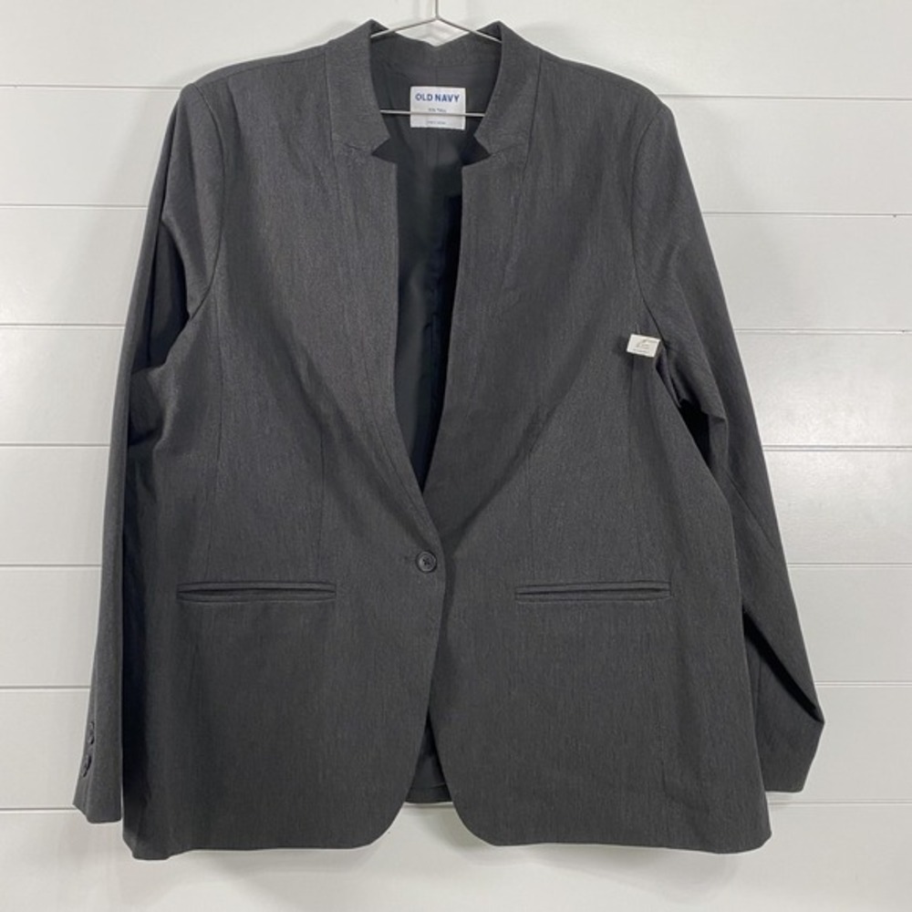 Old Navy Blazer Womens 2XL Tall‎ Gray Single Button Stretch Lined Jacket Office